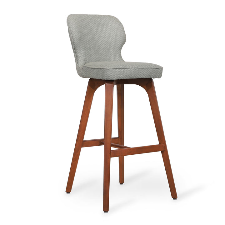 Besili - Solidwood High / Bar Chair with Grey Fabric