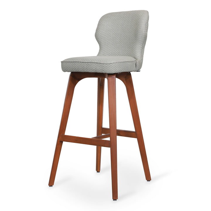 Besili - Solidwood High / Bar Chair with Grey Fabric