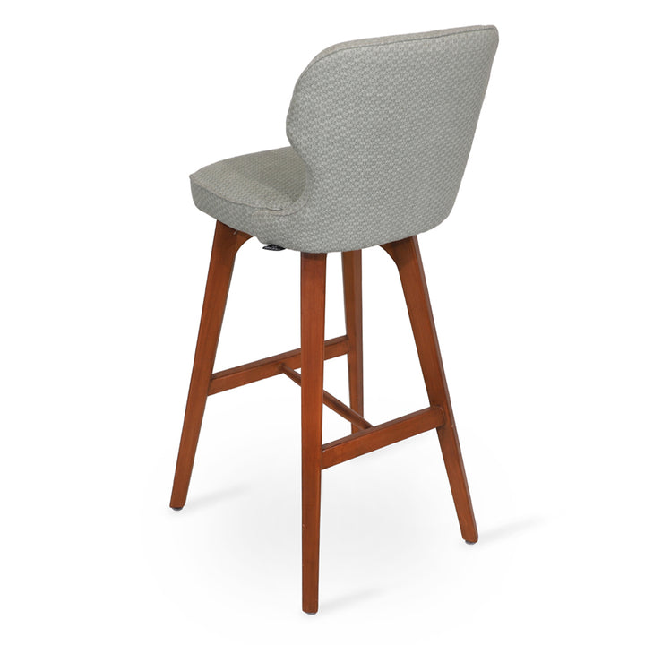 Besili - Solidwood High / Bar Chair with Grey Fabric