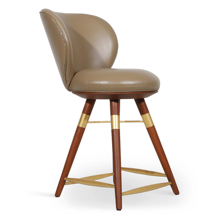 Bhrami - Wooden High Chair with Golden PU
