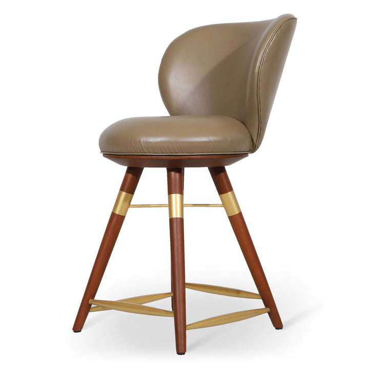 Bhrami - Wooden High Chair with Golden PU