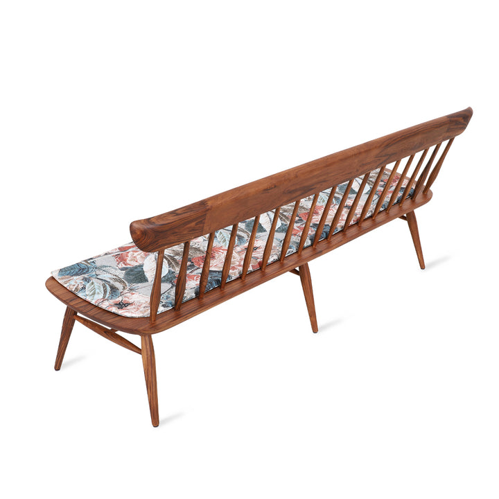 Buyuk - Teakwood Bench with Multicolor Printed Fabric
