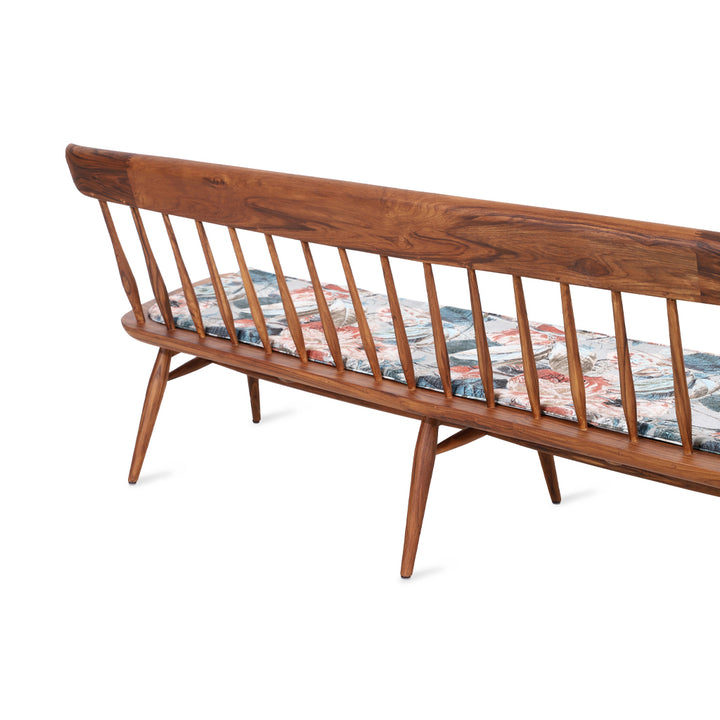 Buyuk - Teakwood Bench with Multicolor Printed Fabric