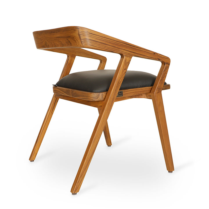 Casilla - Teakwood Dining with Black Leatherette