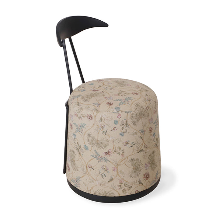 Credu - Solidwood Pouffe Cum Chair with Beige Printed