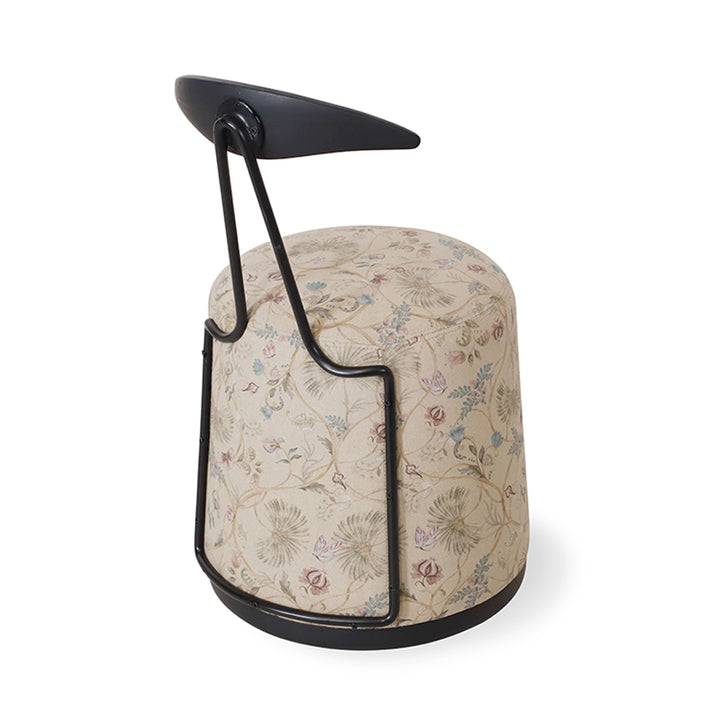 Credu - Solidwood Pouffe Cum Chair with Beige Printed