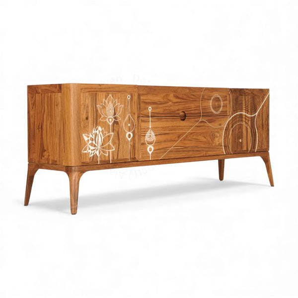 Zen - Teak Cutlery Unit, White Artwork (Small)