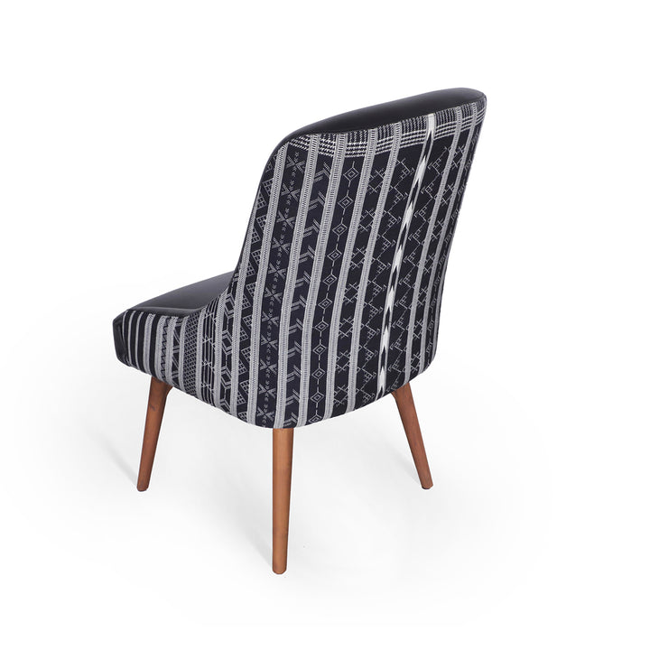 Faraja - Teakwood Dining Chair with Leatherette Black Printed Fabric