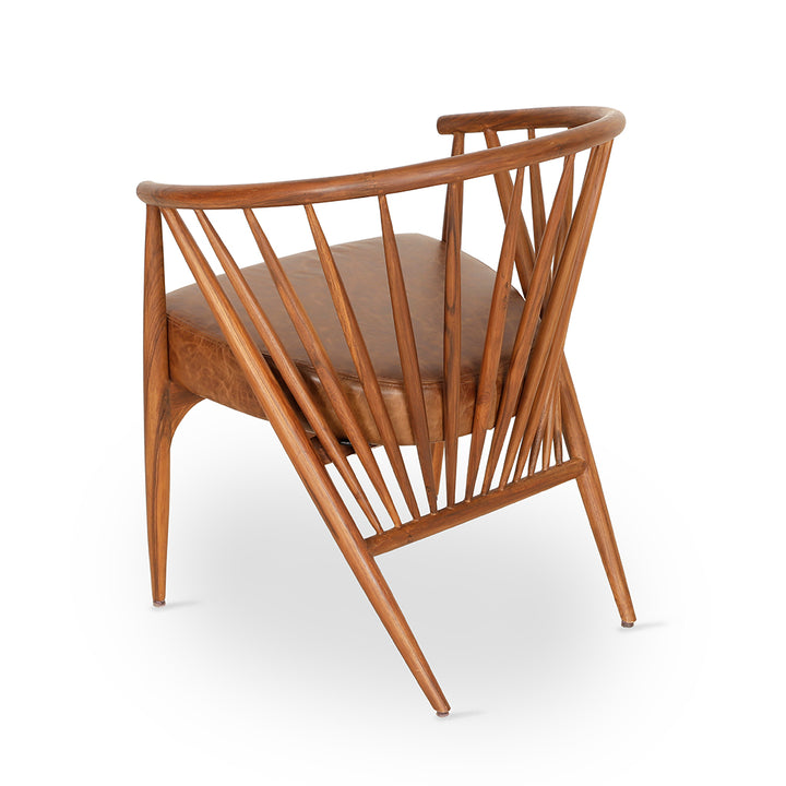 Hloma - Teakwood Dining Chair with Brown Leatherette