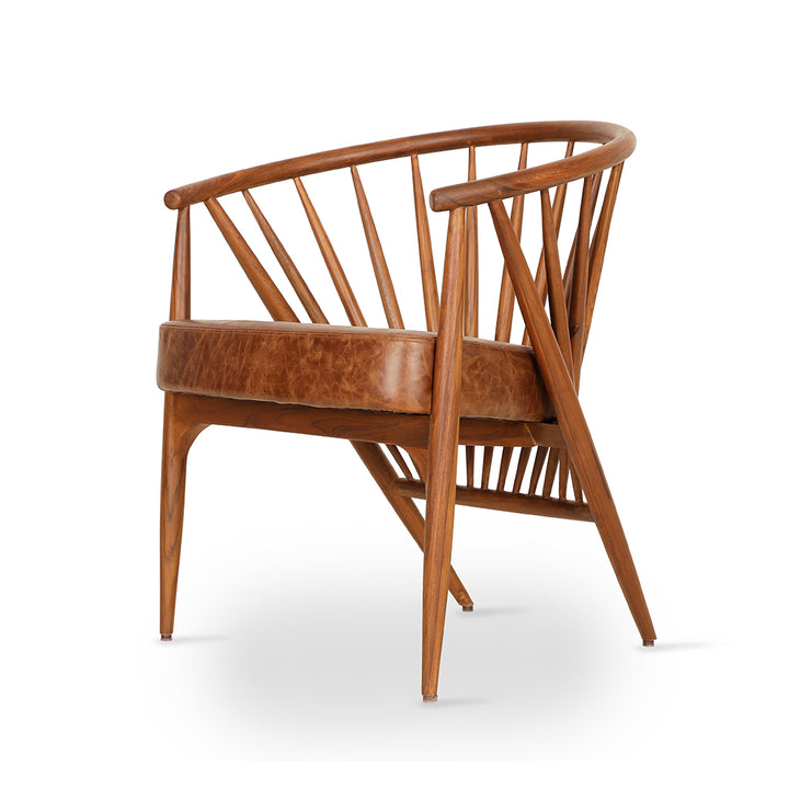 Hloma - Teakwood Dining Chair with Brown Leatherette