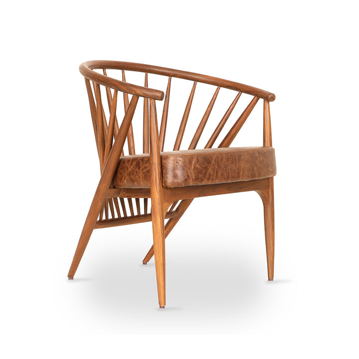 Hloma - Teakwood Dining Chair with Brown Leatherette