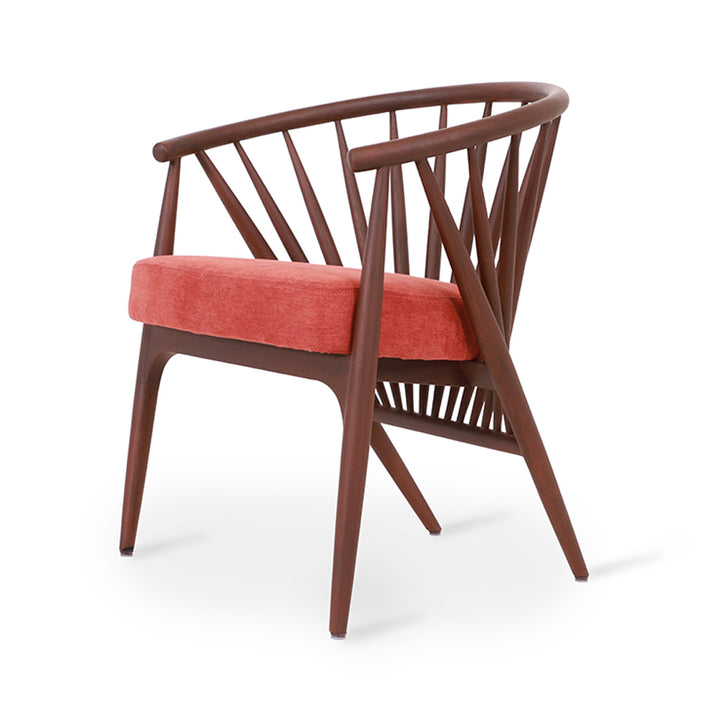 Hloma - Solidwood Dining Chair With Red Fabric