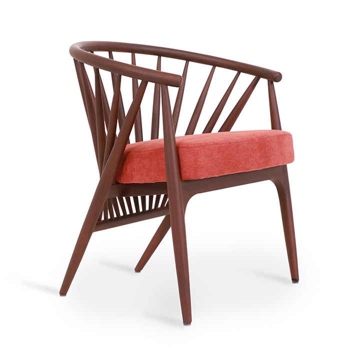 Hloma - Solidwood Dining Chair With Red Fabric