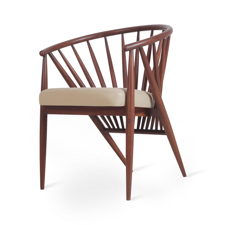 Hloma - Solidwood Dining Chair With Beige Leatherette