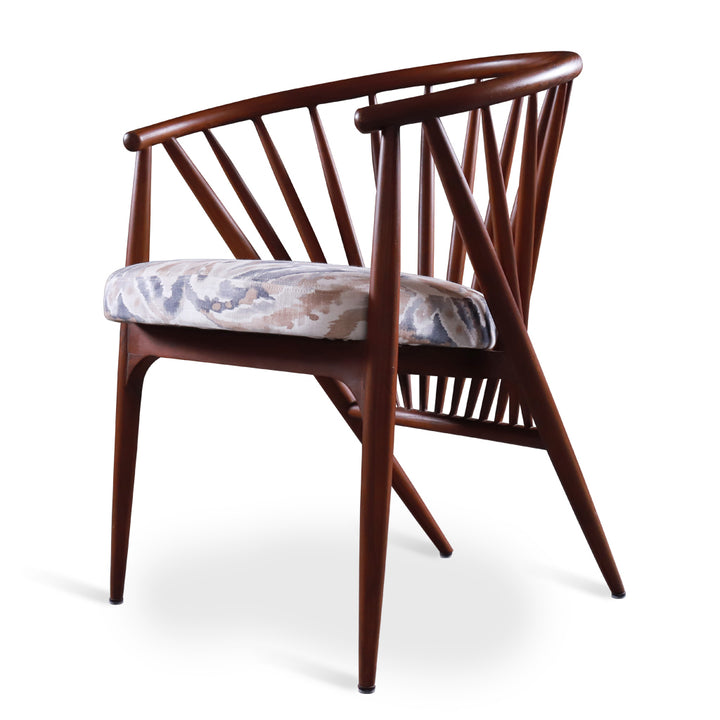 Hloma - Solidwood Dining Chair With White Printed Fabric