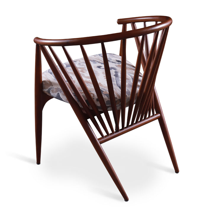 Hloma - Solidwood Dining Chair With White Printed Fabric
