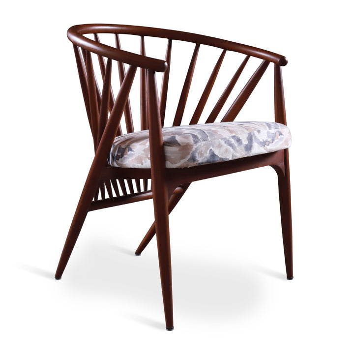 Hloma - Solidwood Dining Chair With White Printed Fabric