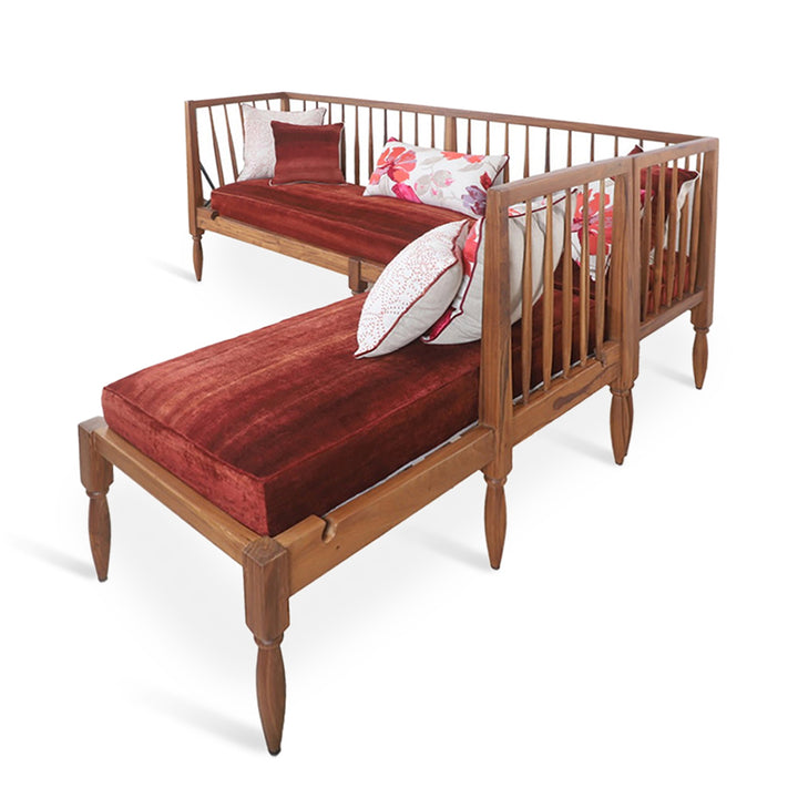 Iste Teakwood Bench with Red Fabric