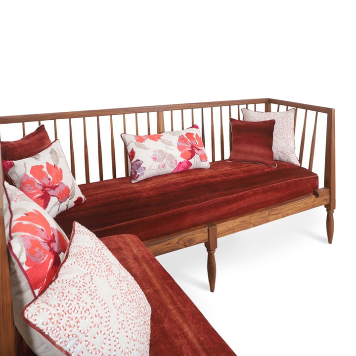 Iste Teakwood Bench with Red Fabric