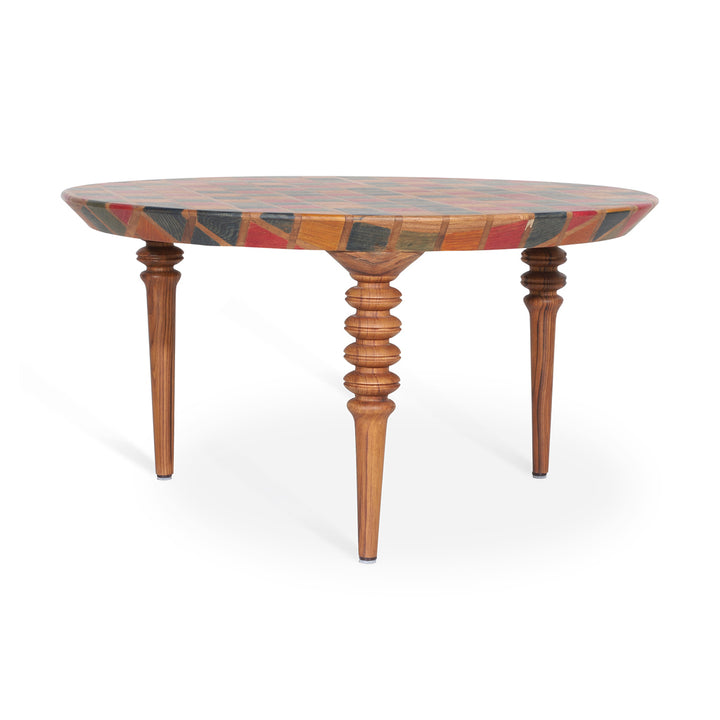 Karovy - Teakwood Side Table with Multicolor Top