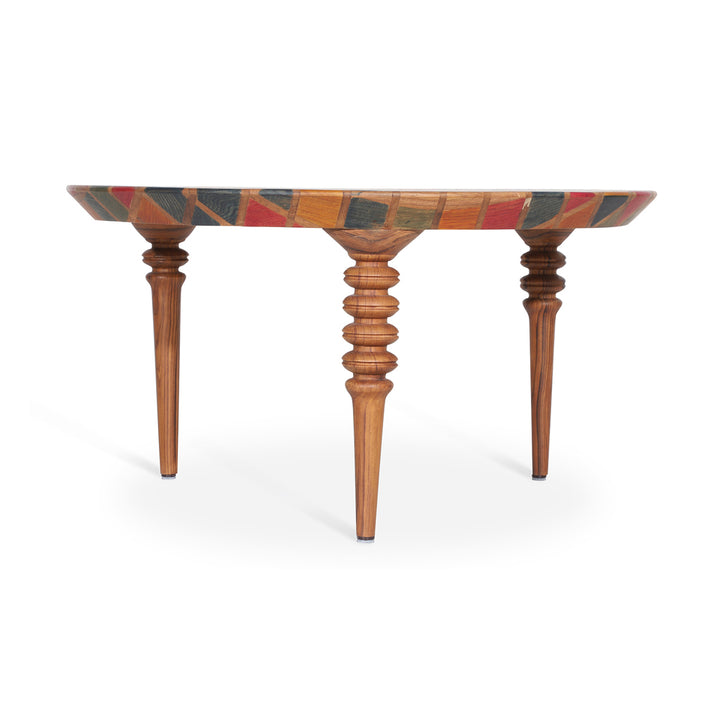 Karovy - Teakwood Side Table with Multicolor Top
