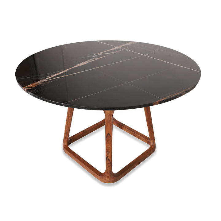 Krug - Teakwood Dining Table with Black Stone Top