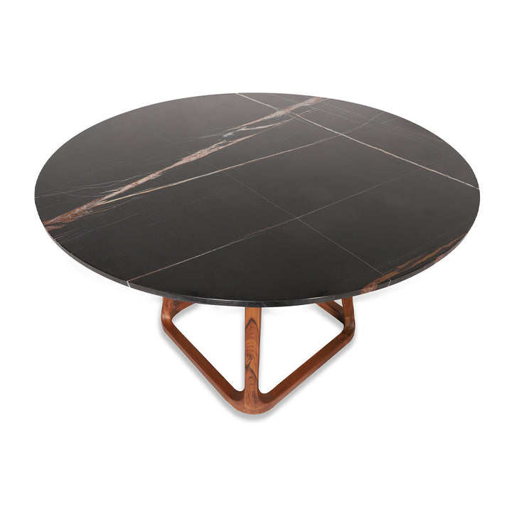 Krug - Teakwood Dining Table with Black Stone Top