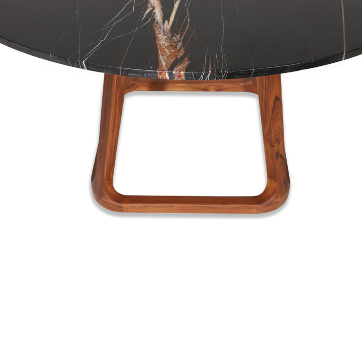 Krug - Teakwood Dining Table with Black Stone Top