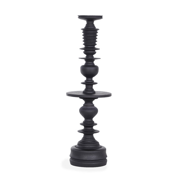 Wooden Candle Stand, Black Color - Alankaram
