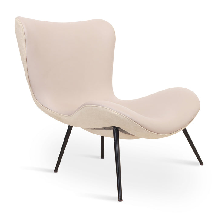 Maru Metal Lounge Chair with Off White Fabric