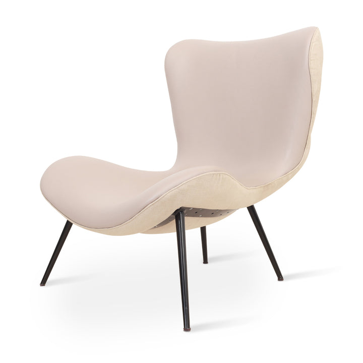 Maru Metal Lounge Chair with Off White Fabric