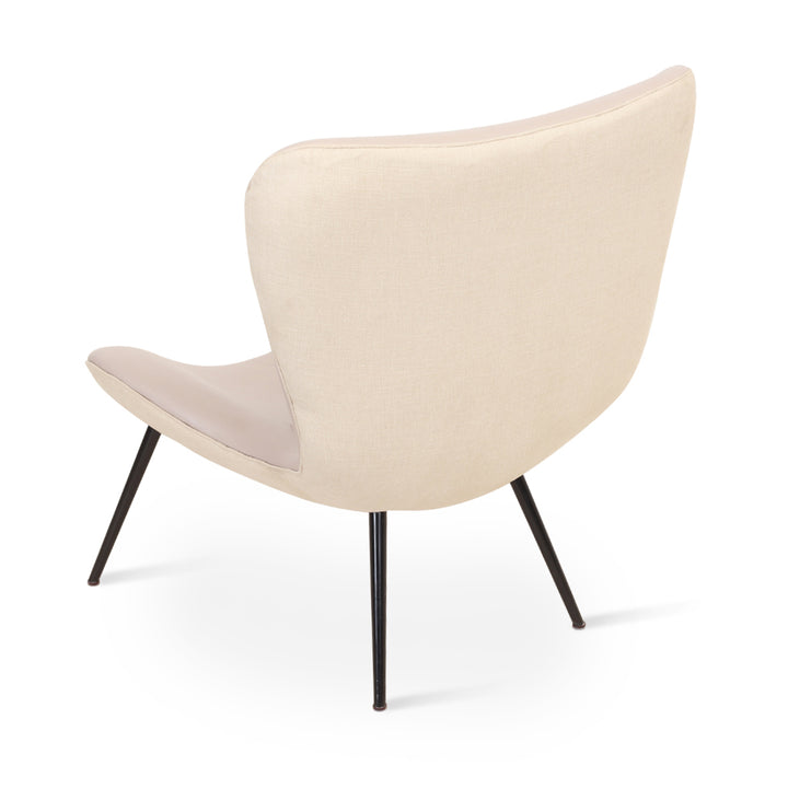 Maru Metal Lounge Chair with Off White Fabric