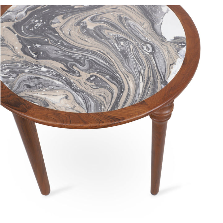 Marami - Teakwood Side Table with Artwork - Alankaram
