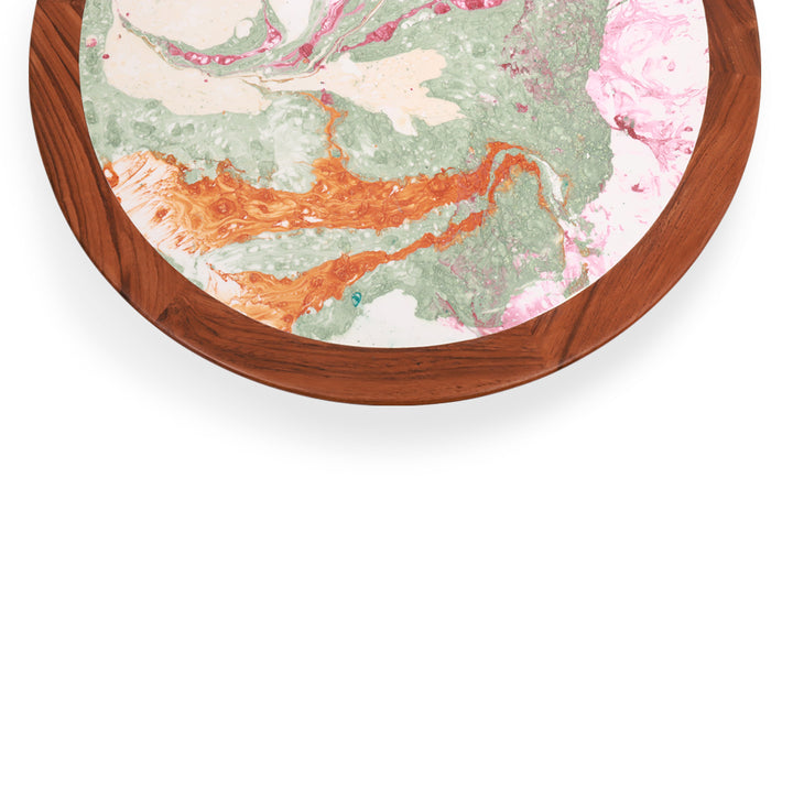 Marami - Teakwood Side Table with Artwork - Alankaram