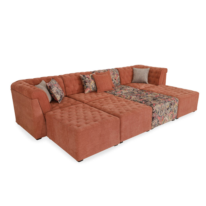 Megharia - Four Seater sofa with Pouffe