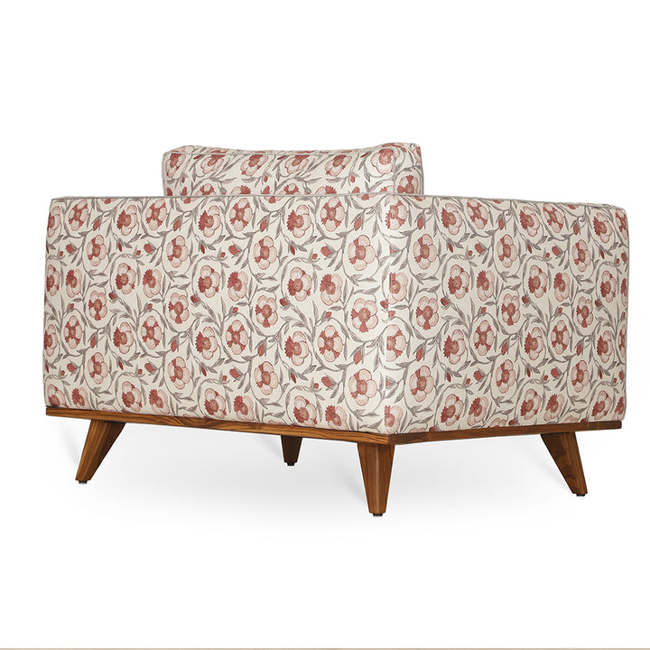Mihla - Club Sofa With Cream Printed Fabric - Alankaram