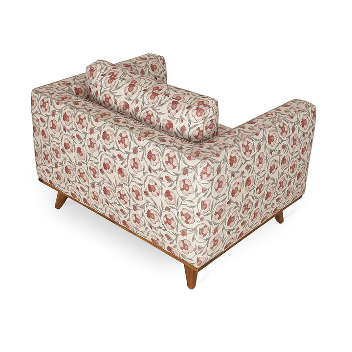 Mihla - Club Sofa With Cream Printed Fabric - Alankaram