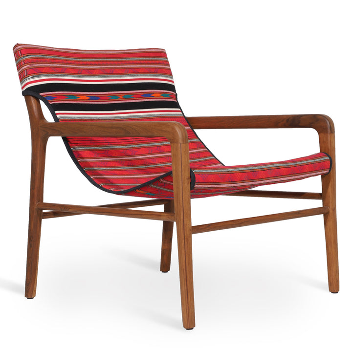 Ostry - Lounge Chair with Red Printed Fabric