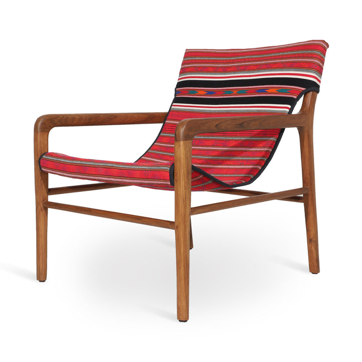 Ostry - Lounge Chair with Red Printed Fabric