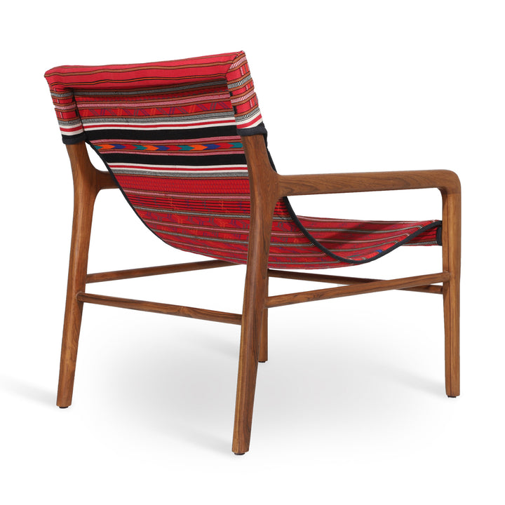 Ostry - Lounge Chair with Red Printed Fabric