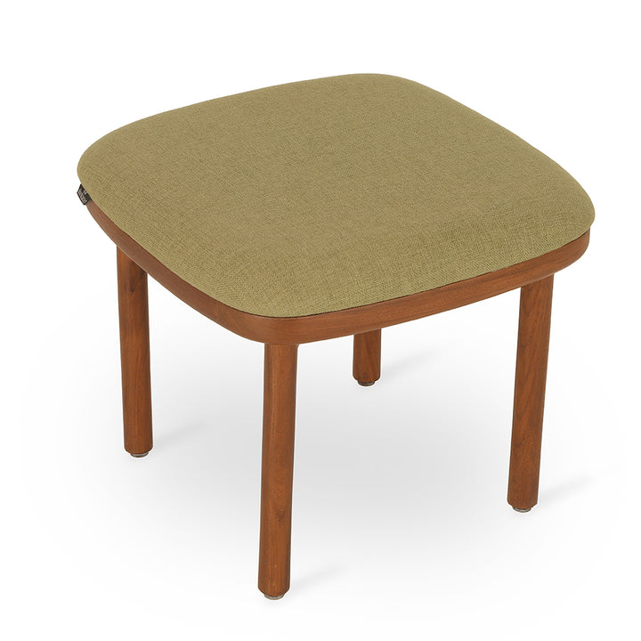 Pall - Teakwood Footstool with Green Fabric