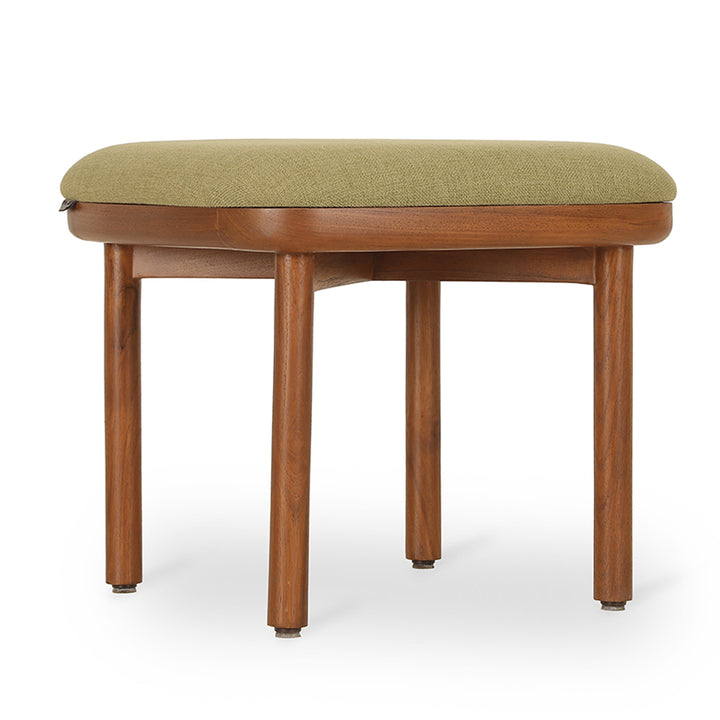 Pall - Teakwood Footstool with Green Fabric