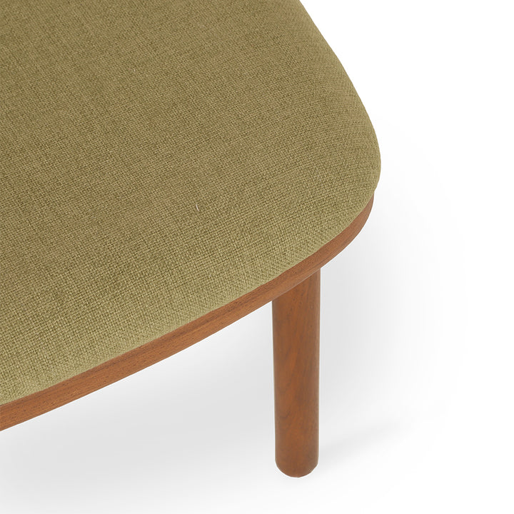 Pall - Teakwood Footstool with Green Fabric