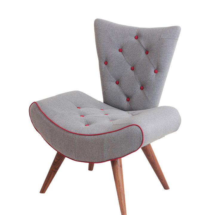 Papaki - Lounge Chair with Coin Grey Fabric