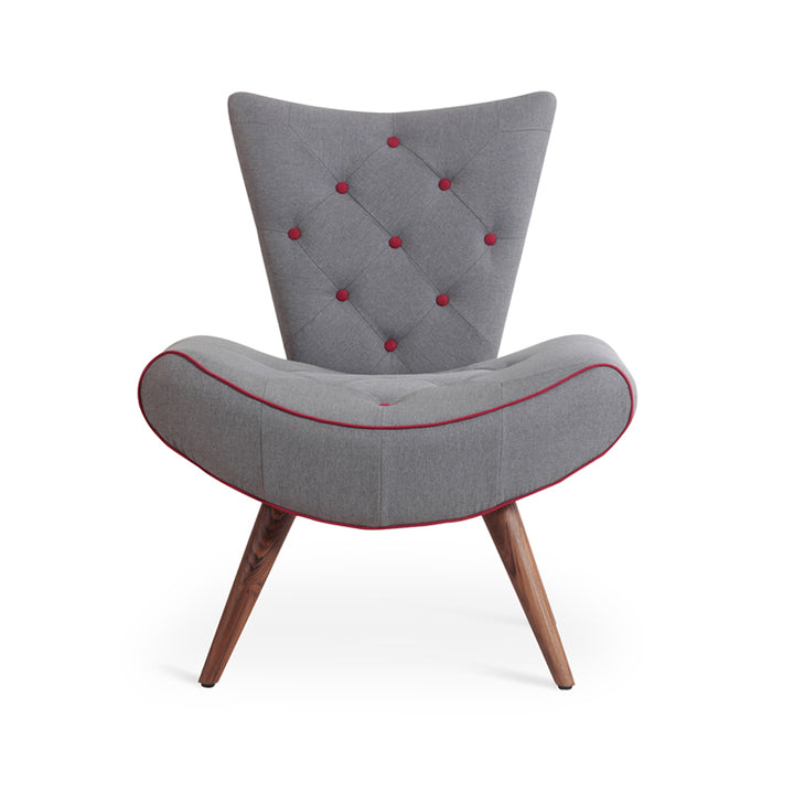 Papaki - Lounge Chair with Coin Grey Fabric