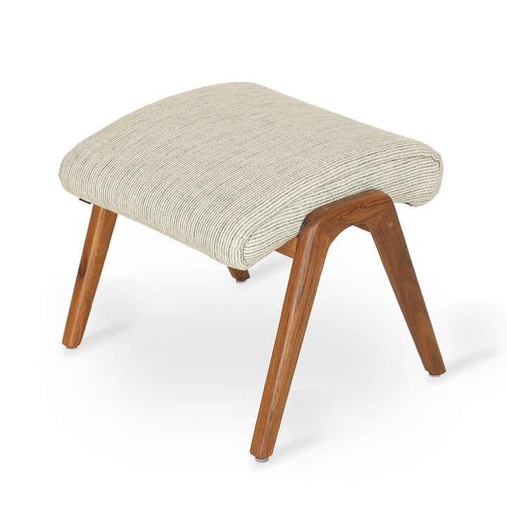 Piko - Teakwood Footstool With White Fabric