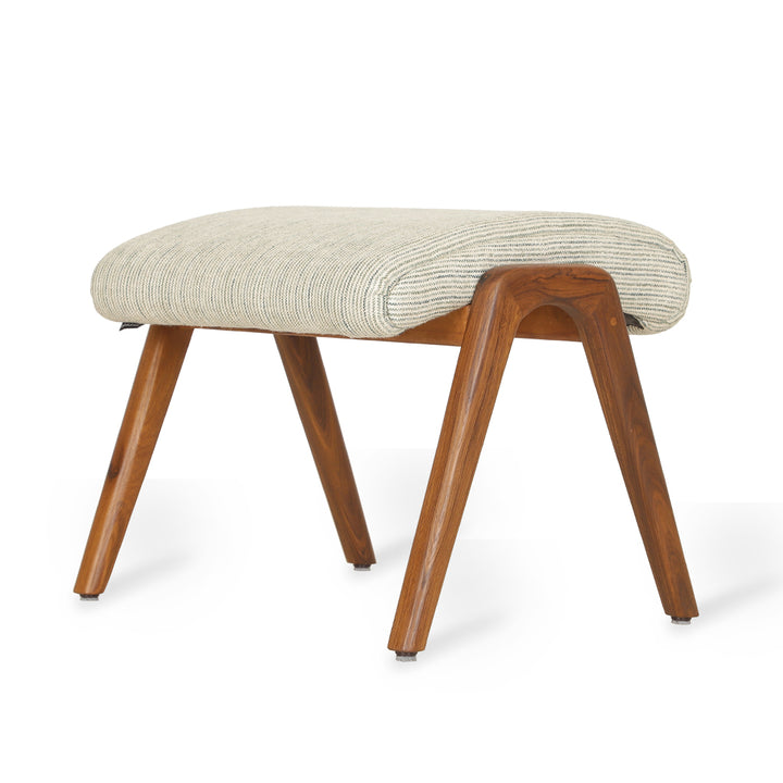 Piko - Teakwood Footstool With White Fabric