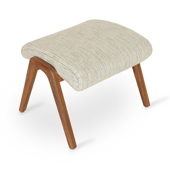 Piko - Teakwood Footstool With White Fabric