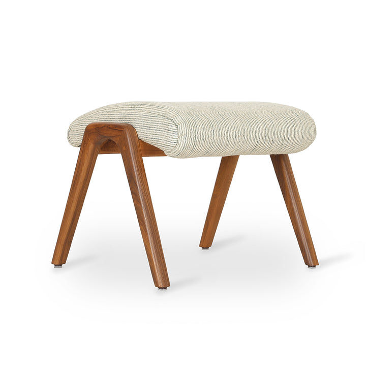 Piko - Teakwood Footstool With White Fabric