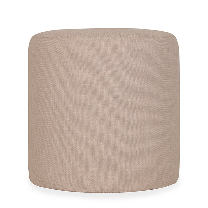 Pouffe - Round Ottoman with Grey Fabric